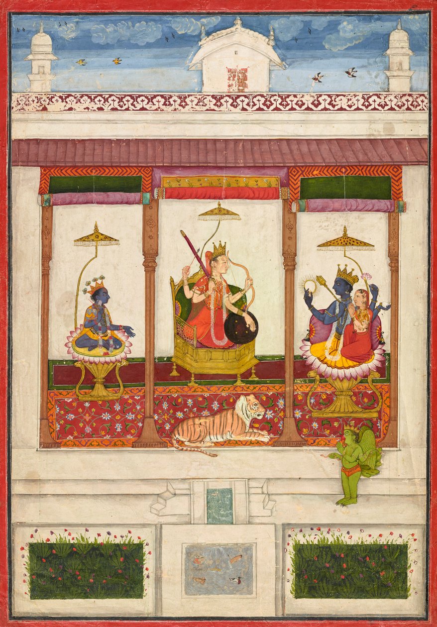 Devi Krisnával és Visnuval egy palotában alkotó: Unknown artist