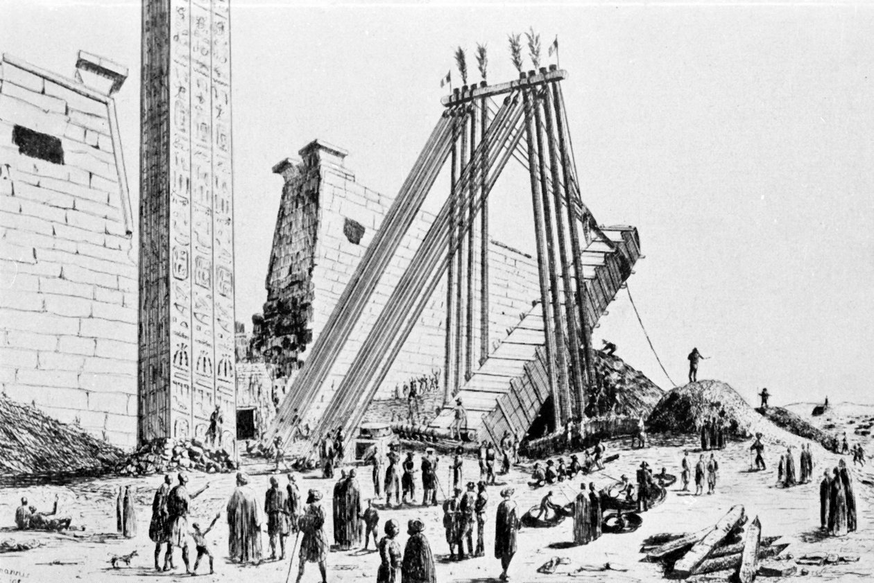 Luxor obeliszkjének elmozdulása 1829-ben. alkotó: Unknown artist