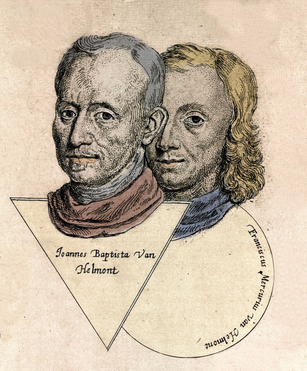 Jean Baptiste van Helmont (Jan Baptist van Helmont) (1577-1644) és François Mercure van Helmont (1614-1699) kettős portréja. Metszés alkotó: Unknown artist