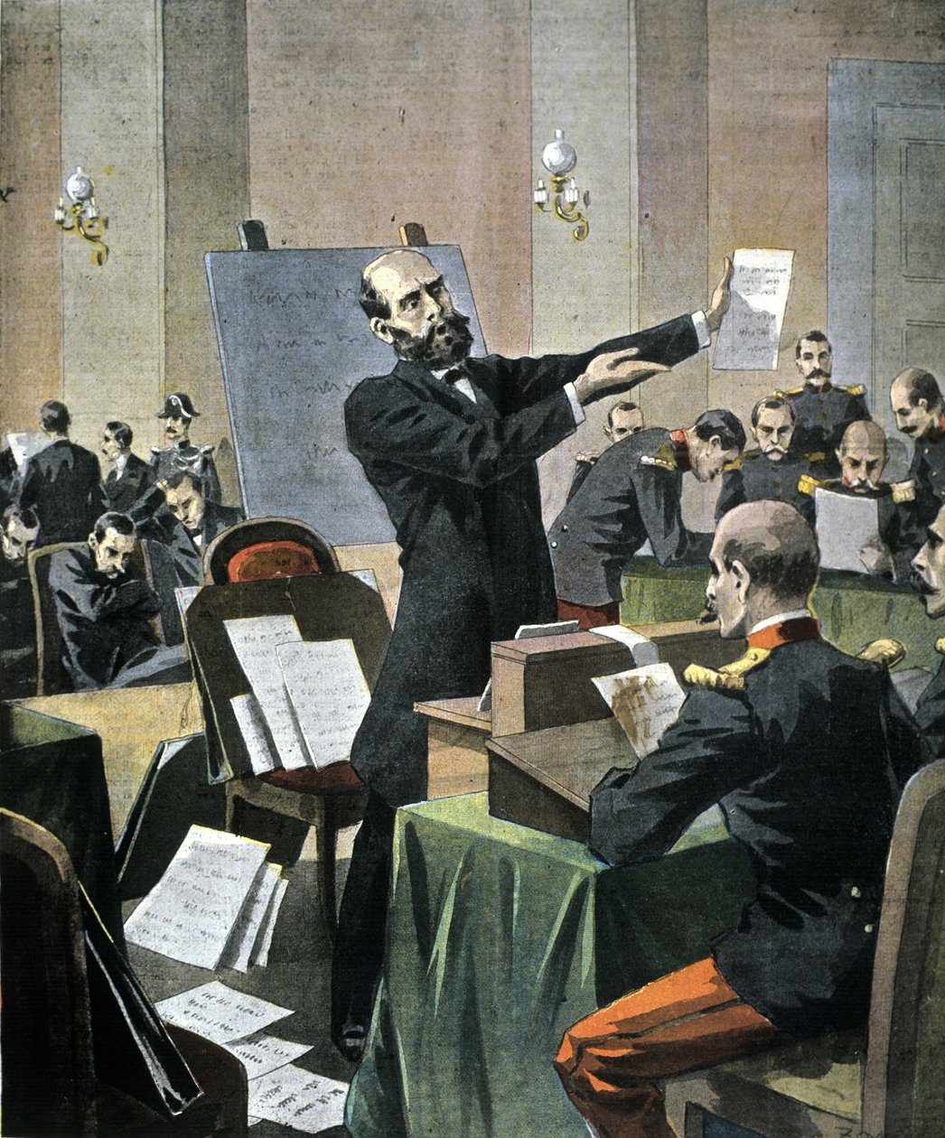 Dreyfus-ügy. Alphonse Bertillon grafológiai szakértő levált a Rennes-i tárgyaláson alkotó: Unknown artist