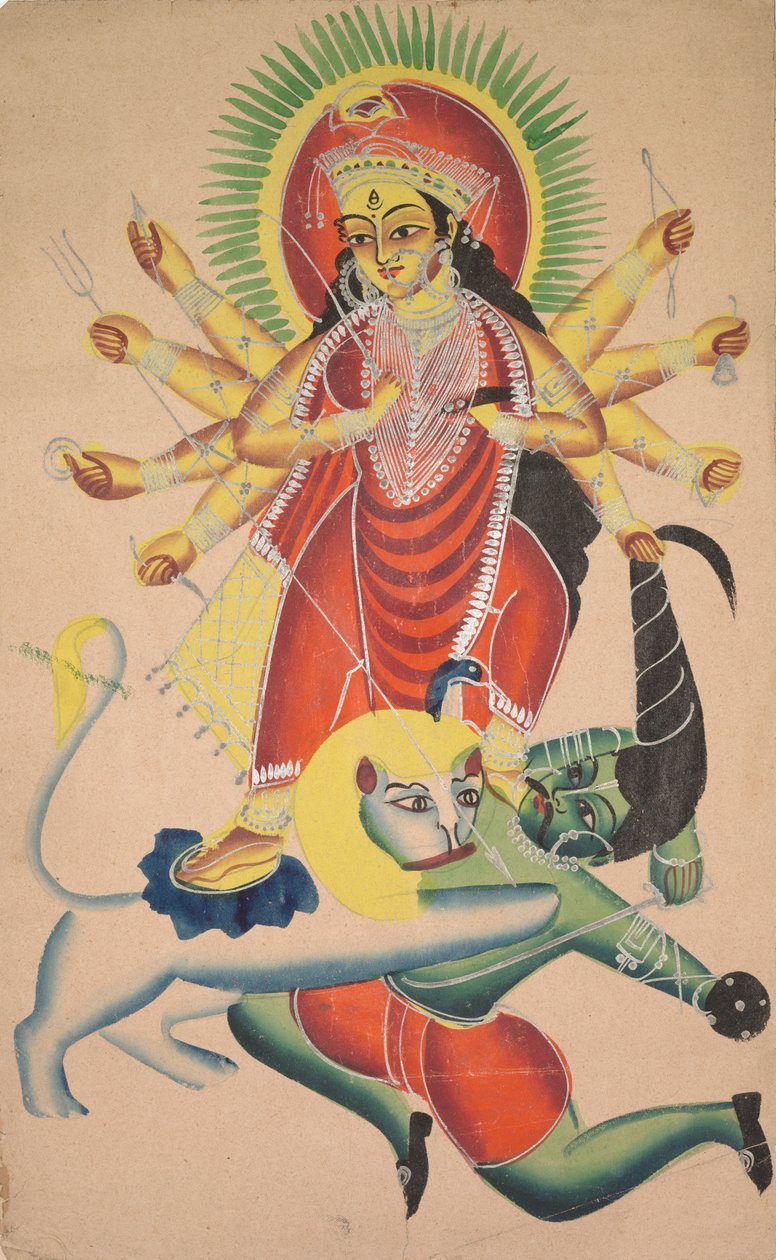 Durga megöli a démon Mahishát alkotó: Unknown artist