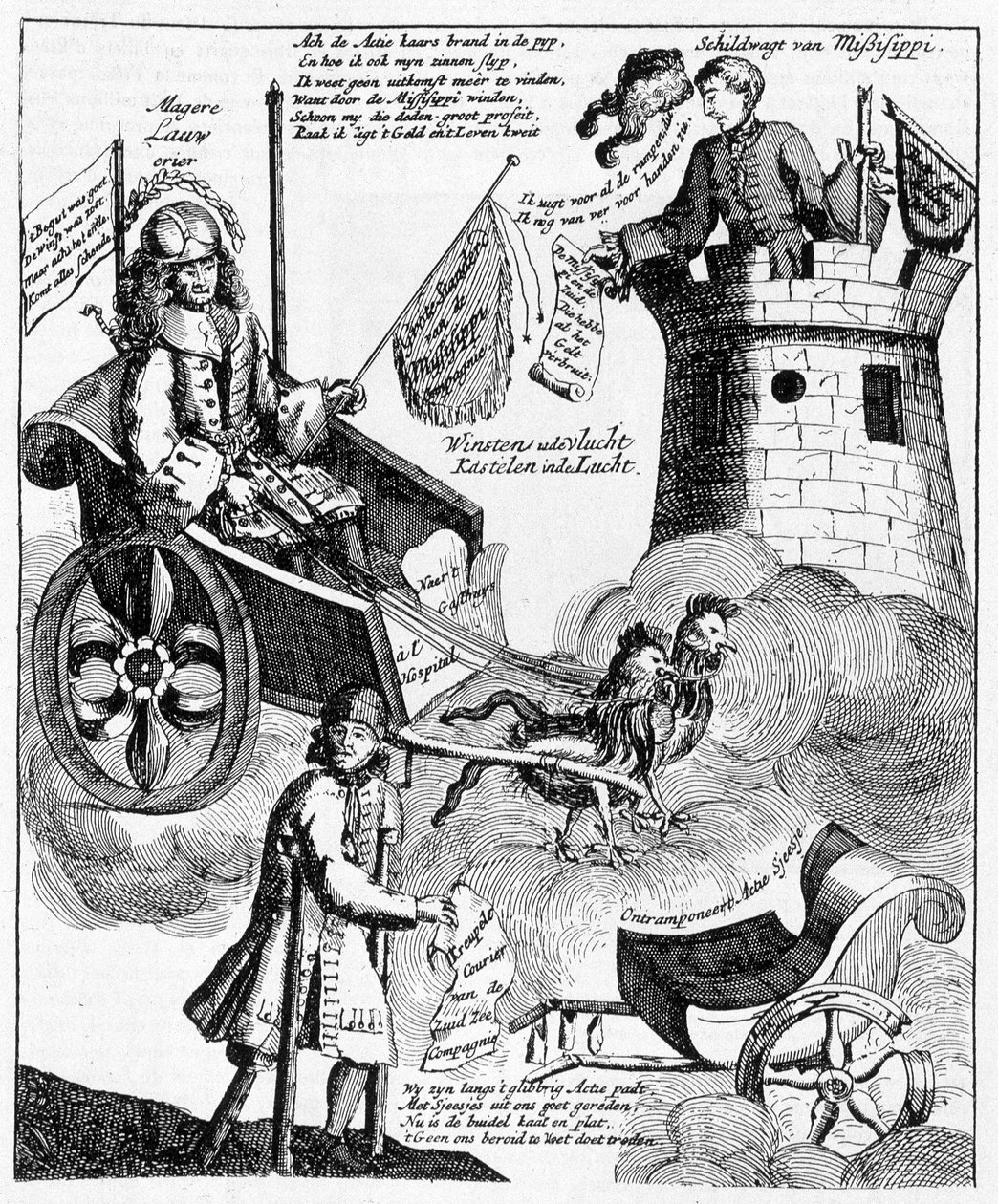 holland szatirikus nyomat John Law (1671-1729) ellen a Mississippi-ügyről alkotó: Unknown artist