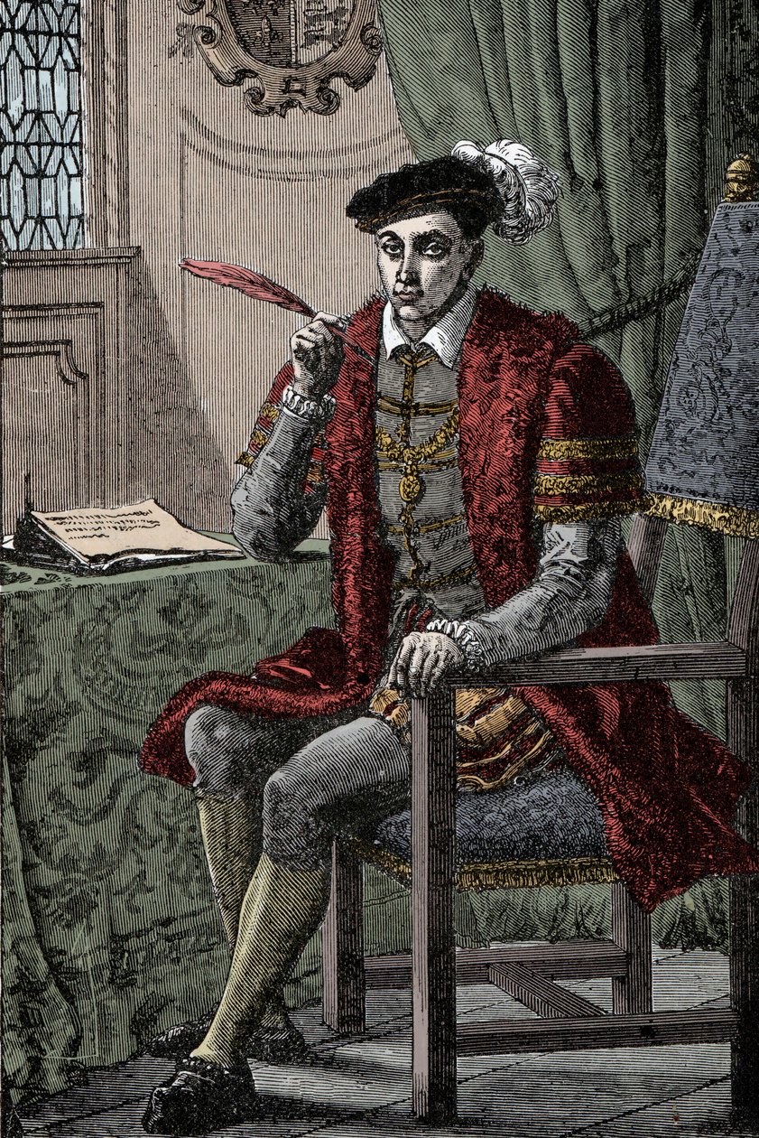 VI. Edward naplója írása – VI. Edward király (1537-1553) naplója írása alkotó: Unknown artist