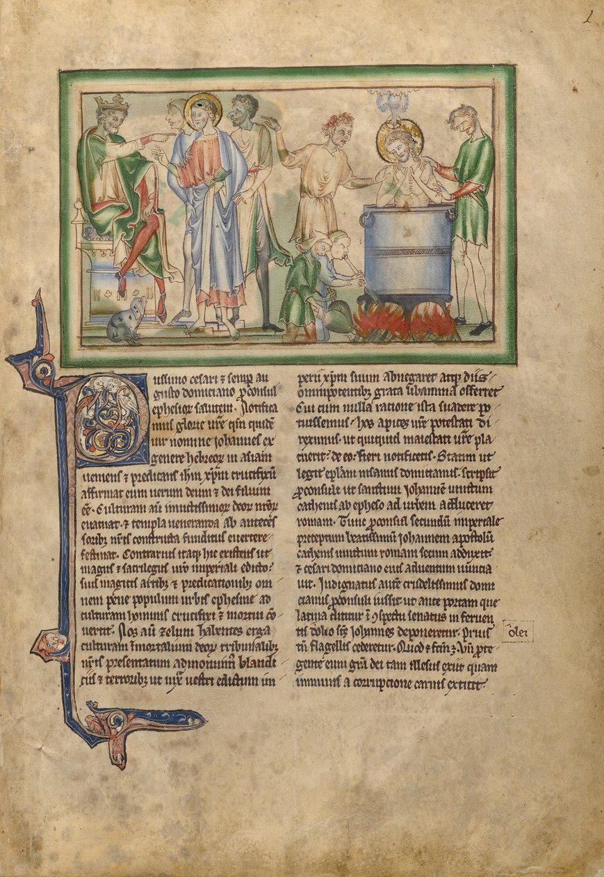 Domitianus császár beszél Szent János evangélistához és Szent János evangélista egy forró olajjal teli üstben alkotó: Unknown artist