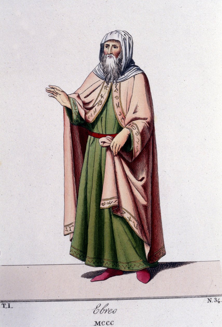 századi metszet, amely egy zsidót ábrázol 1300 körül. alkotó: Unknown artist
