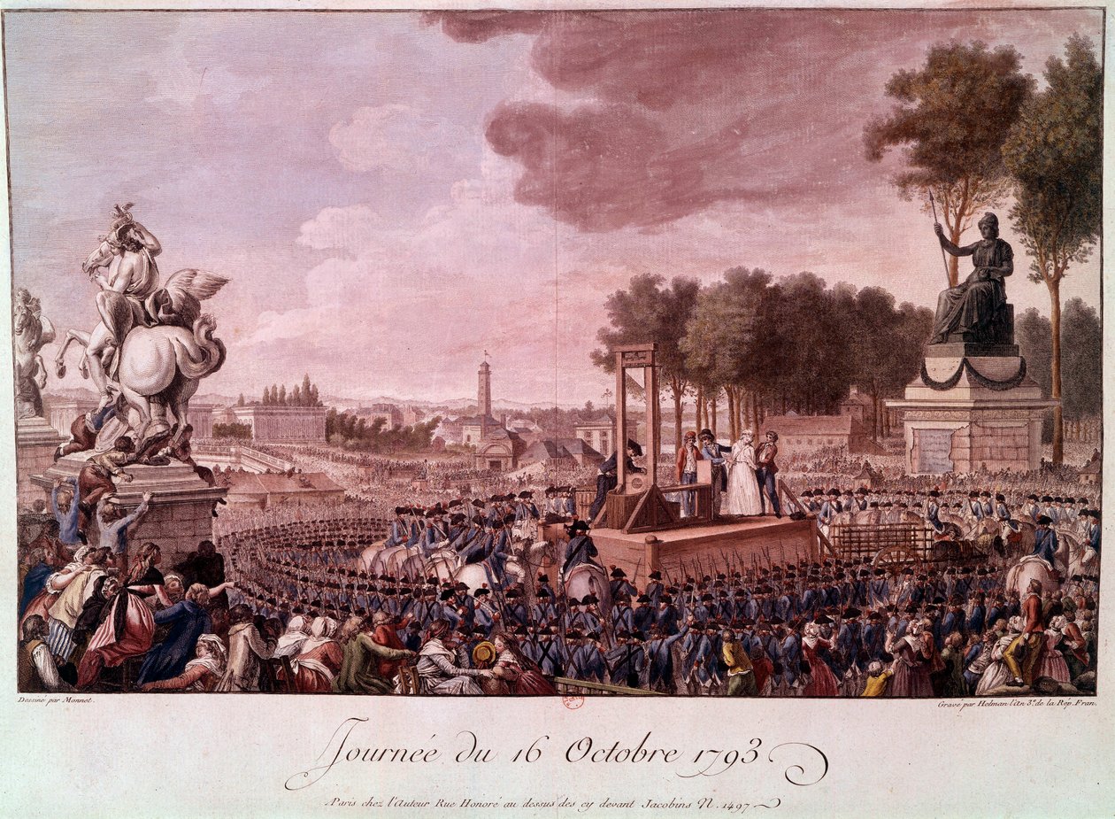 Marie Antoinette kivégzése: Marie Antoinette királynő az állványon október 16-án alkotó: Unknown artist