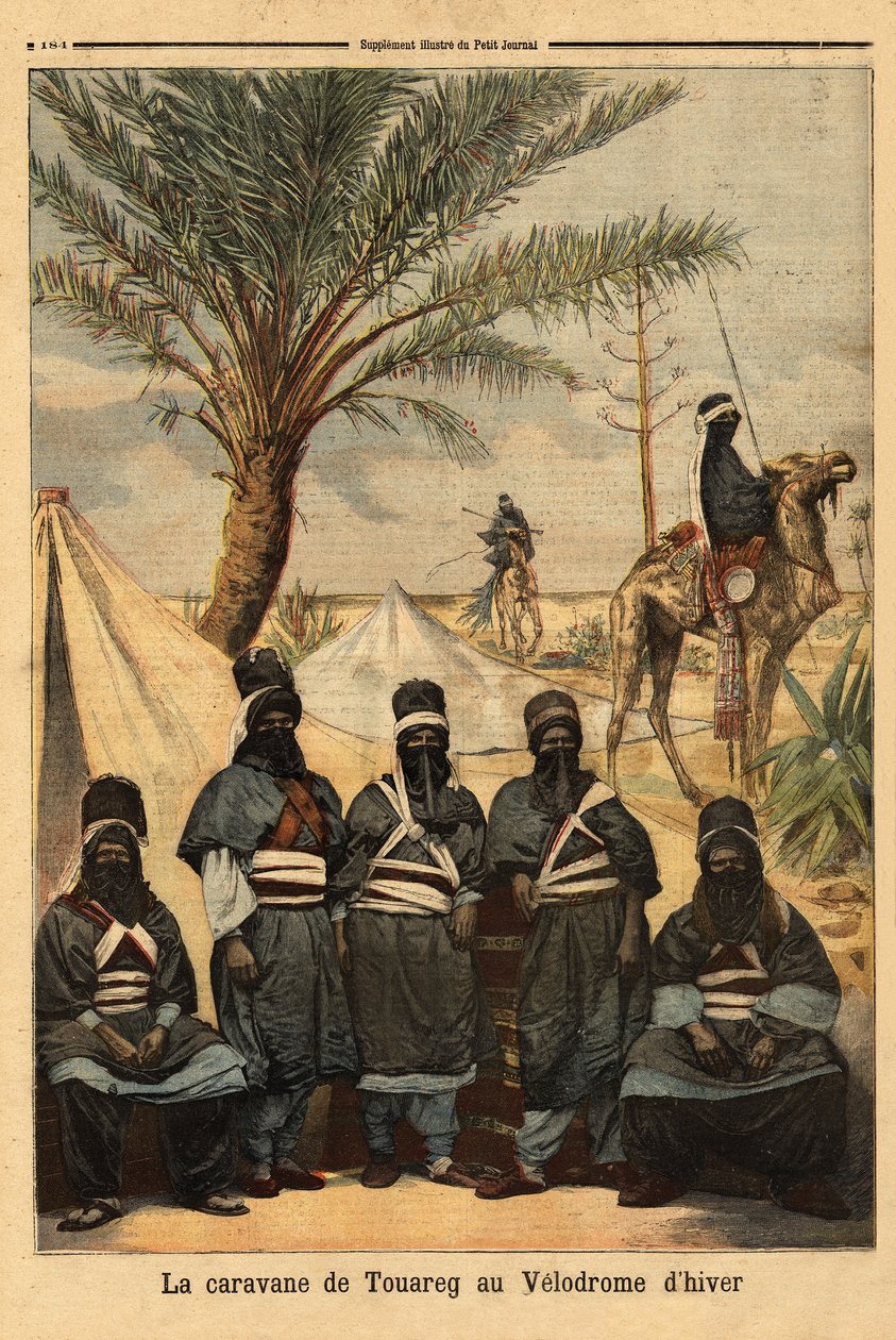 Touareg karaván kiállítása a téli velodromban. Metszet a „” Le petit journal”-ban 1894.06.04. Selva gyűjteménye. alkotó: Unknown artist