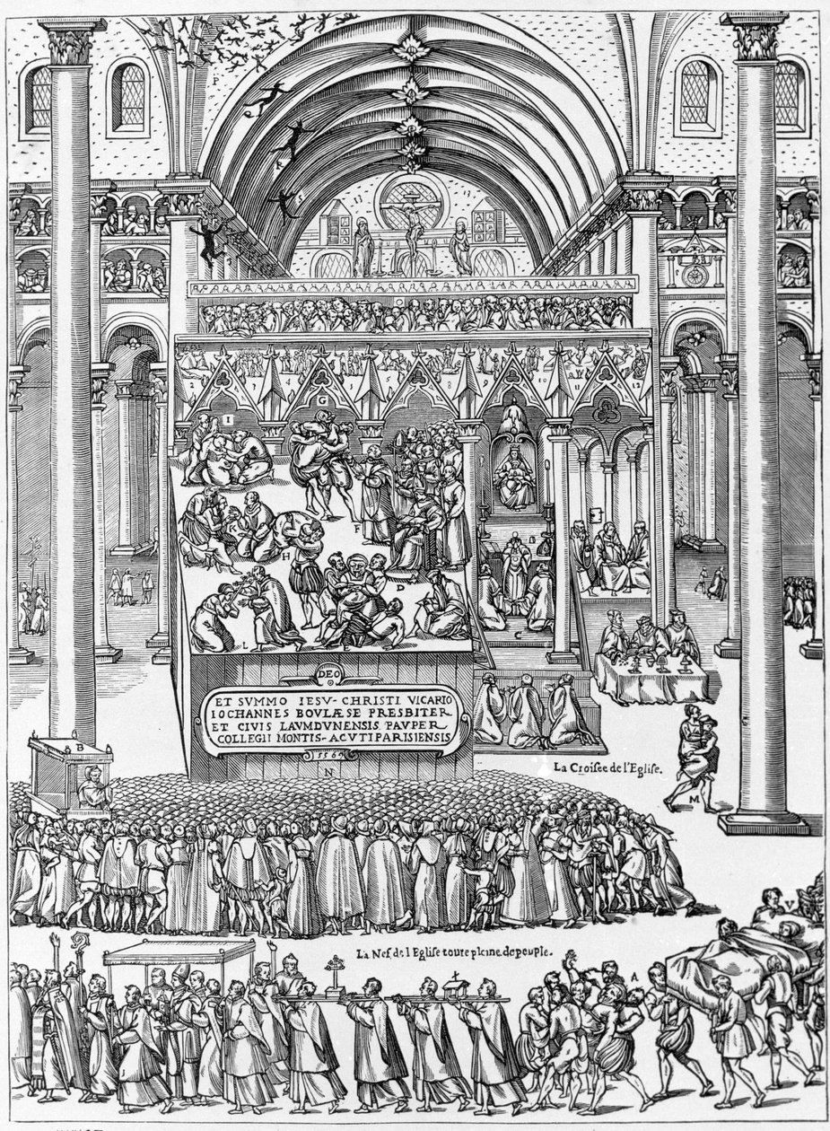 Egy nő ördögűzése a Laoni Miasszonyunk templomban február 8-án alkotó: Unknown artist