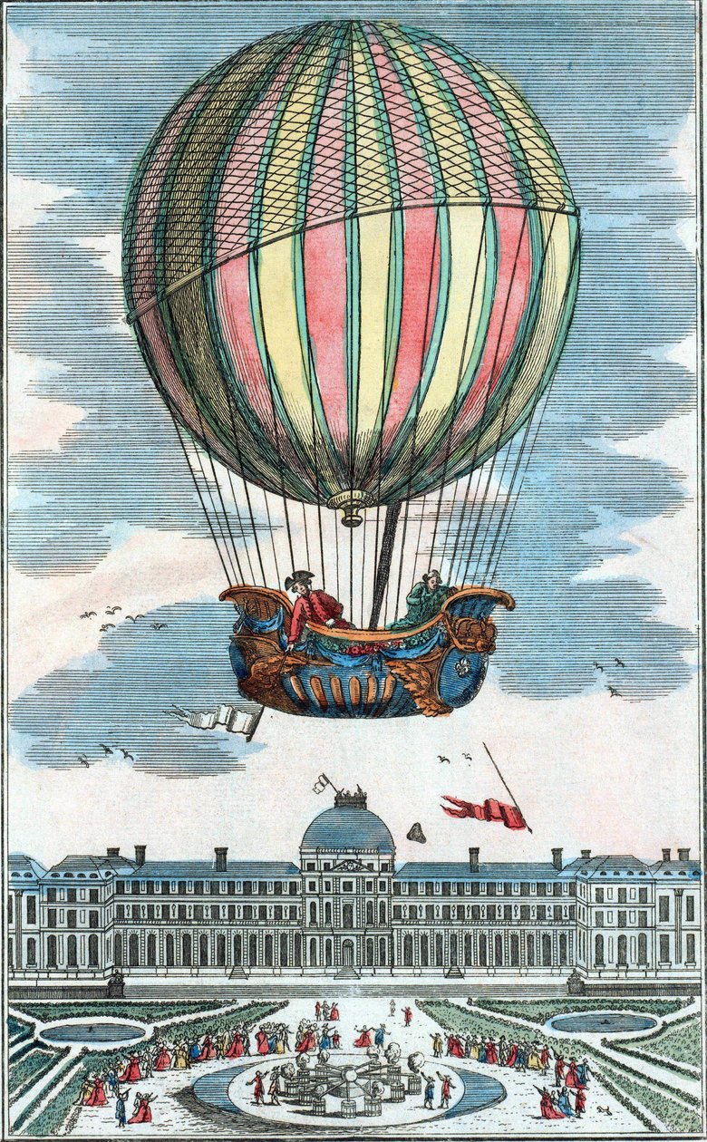 Charles és Robert aerosztatikus földgömbjének tapasztalata a Tuileriák kertjében 1783. december 1-jén. alkotó: Unknown artist