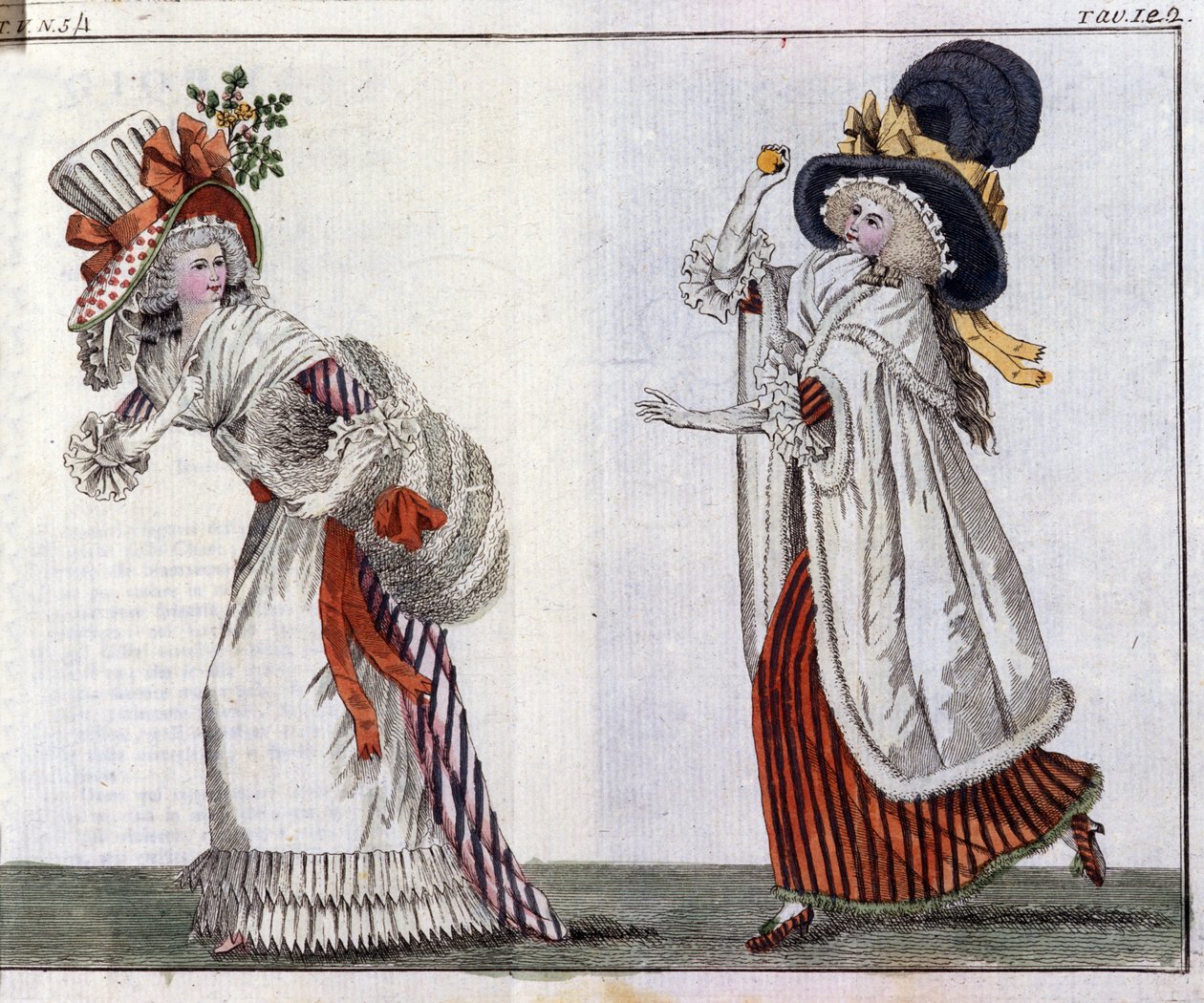 Divat: fiatal, elegáns nők. 1788 alkotó: Unknown artist