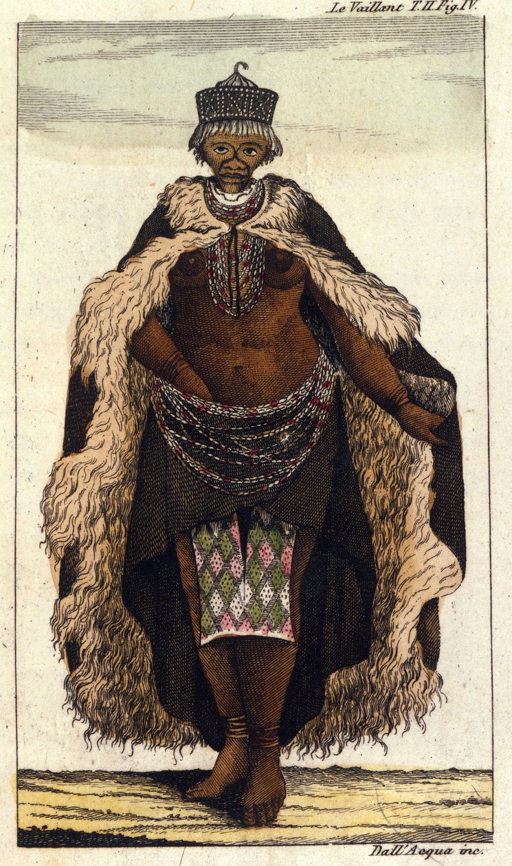 A hottentotok dél-afrikai törzsének női tagja, 1820-as metszet. alkotó: Unknown artist