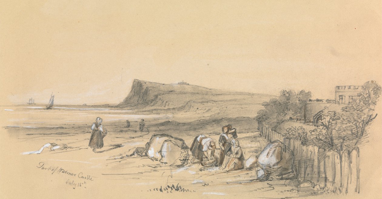 Figurák a tengerparton Walmer kastéllyal a távolban alkotó: Unknown artist