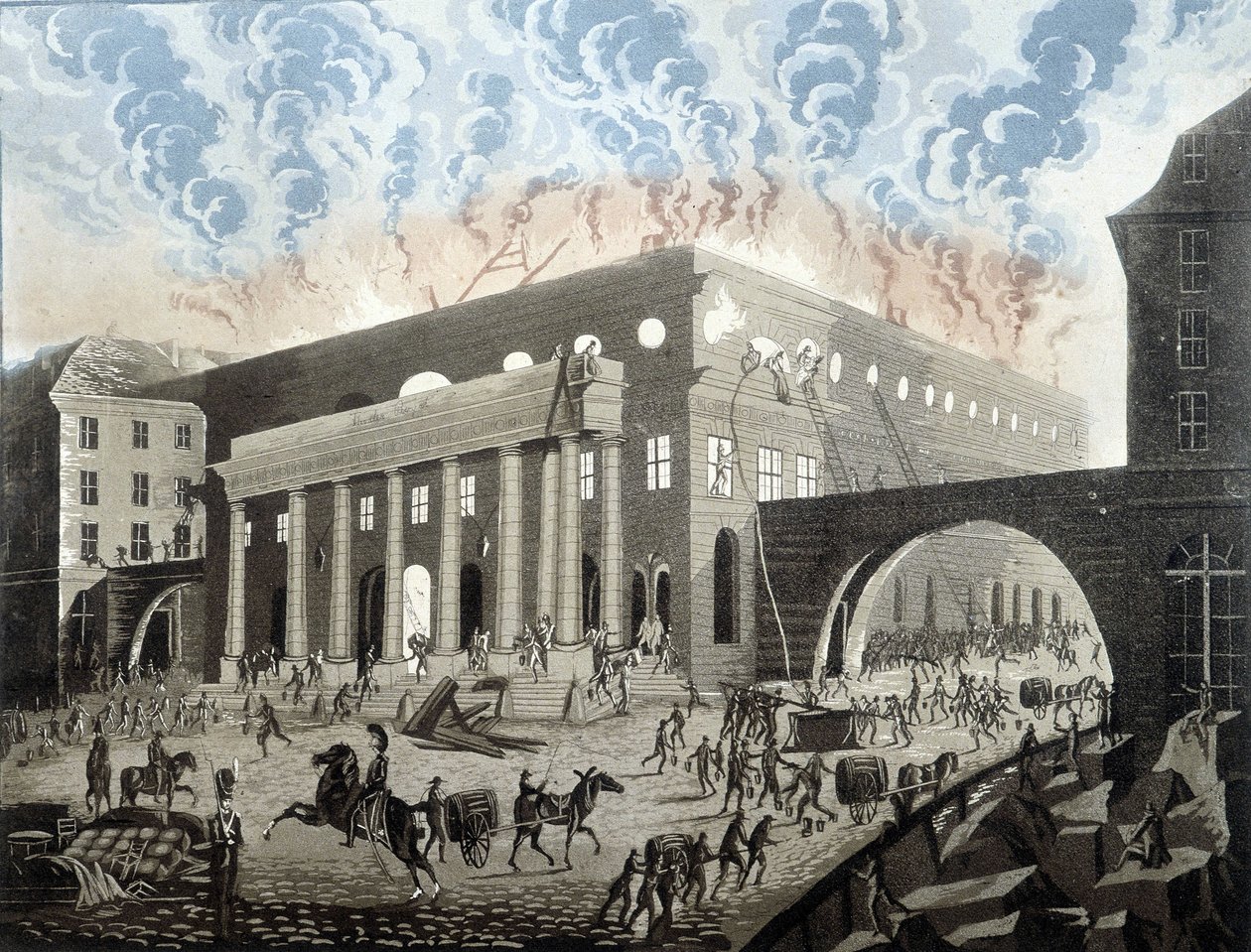 Az Odeon tüze Párizsban 1820-ban. alkotó: Unknown artist