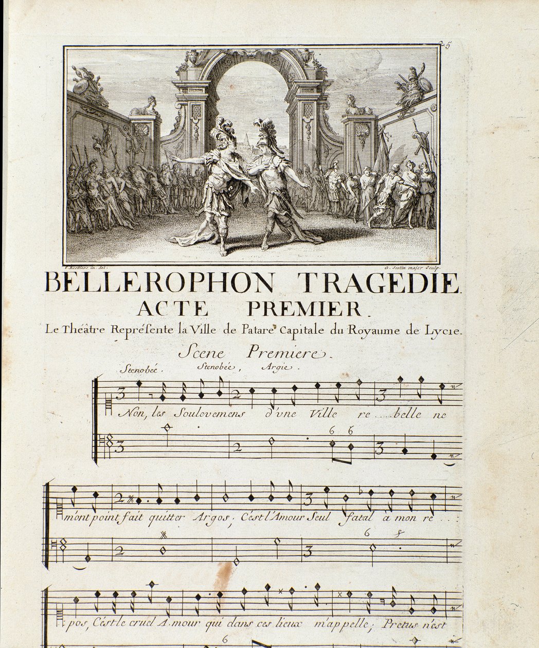 A "" Bellerophon "" Tragedie Lyrique első felvonása öt felvonásban Jean Baptiste Lully (Giovanni Battista Lulli) (Jean-Baptiste) (1632-1687) prológusával. 1714. alkotó: Unknown artist