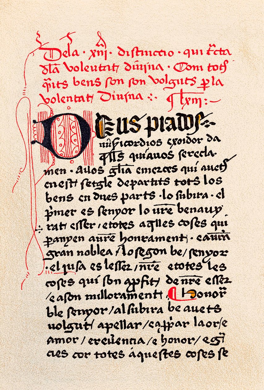 Az „Isten-szemlélődés könyve” (Free from the Contemplation of God) kiadásának első oldala Ramon Llull katalán filozófus és misztikus (Raymond Lulle). alkotó: Unknown artist