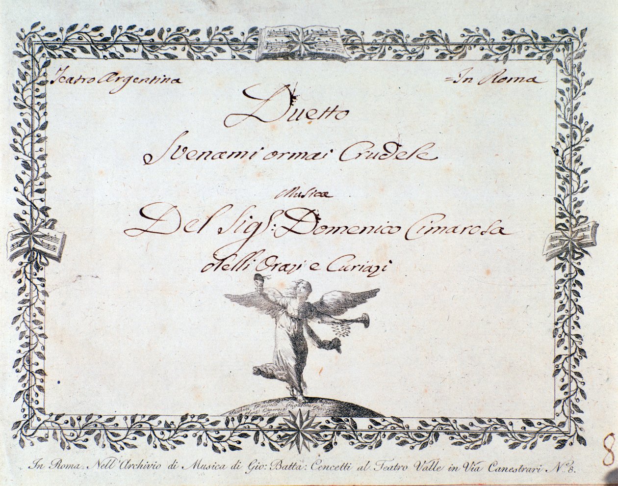 Svenami immár kegyetlen partitúrájának első oldala, Domenico Cimarosa Gli Orazi e i Curiazi c. 1798 alkotó: Unknown artist