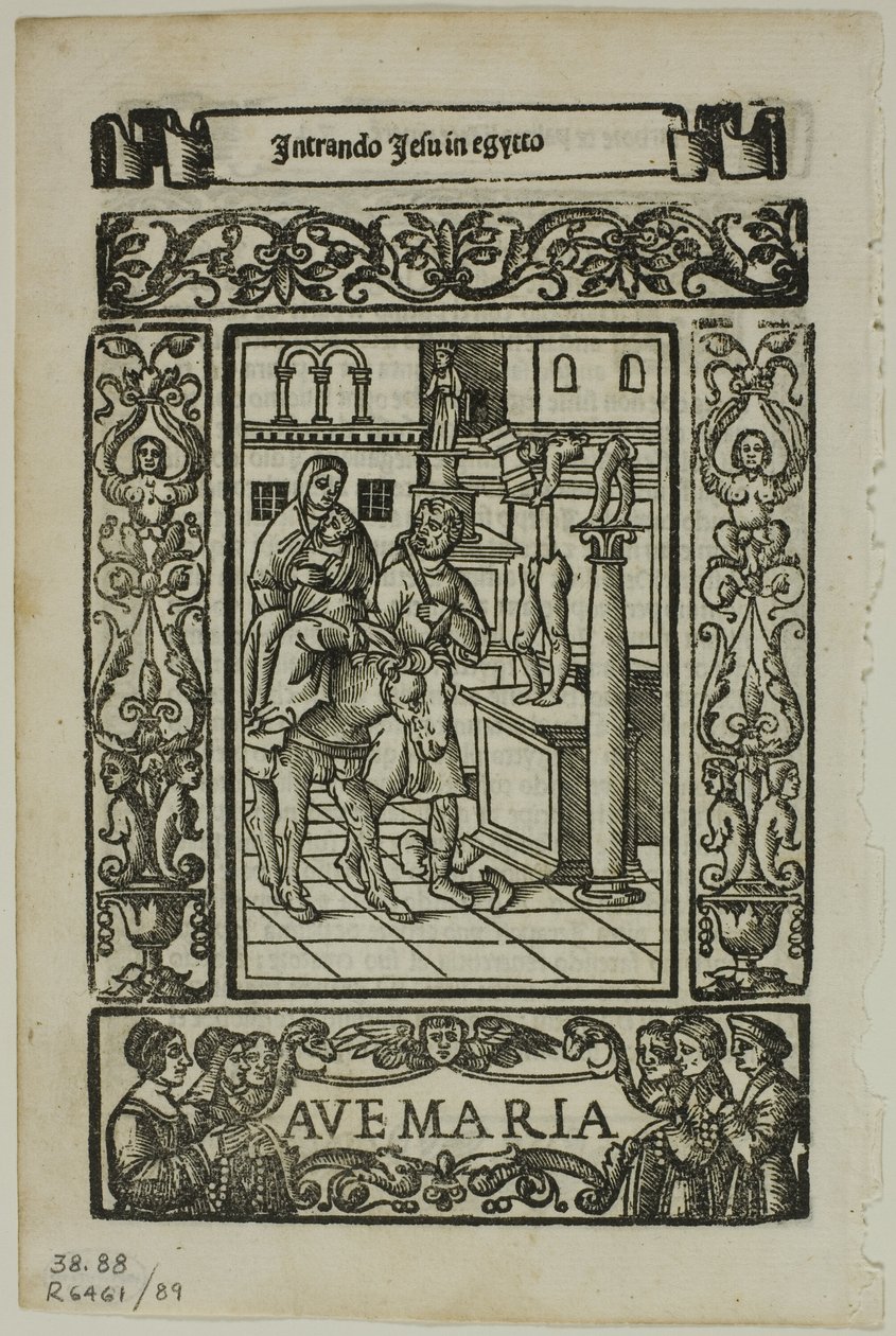 Repülés Egyiptomba Castellanus Rosario della V. Maria-ból, 89. tábla a XVI. századi könyvek fametszeteiből alkotó: Unknown artist
