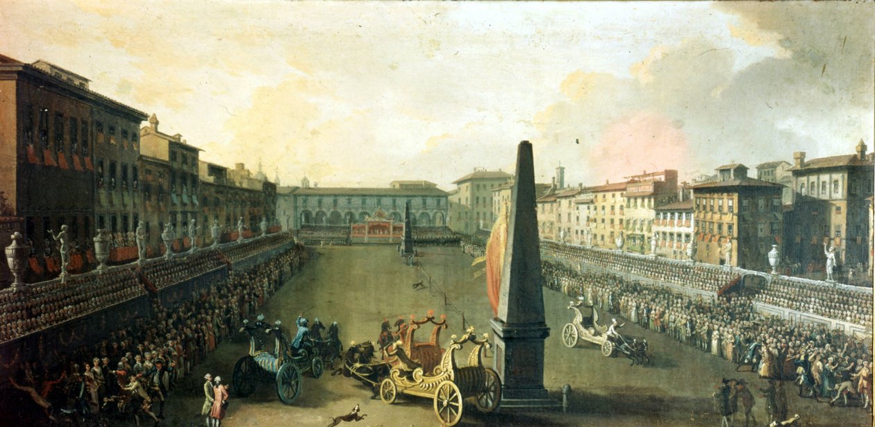 Firenze, bemutató a Santa Croce téren. Olajfestmény alkotó: Unknown artist