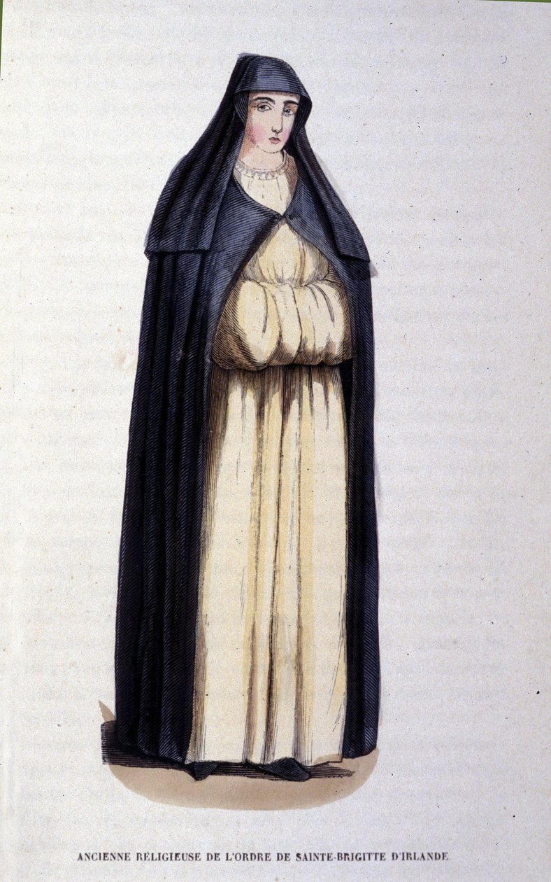 Az Ír Szent Brigitte rend egykori apácája. Metszet egy vallási rendekről szóló albumból, Párizs alkotó: Unknown artist