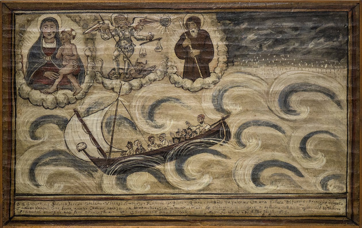 Volt voto (ex voto) tengerész, népszerű ajánlat a Nápoly melletti Carmine templomból, Torre del Grecóból érkező tengerészek odaadásának és hálájának zálogaként. alkotó: Unknown artist