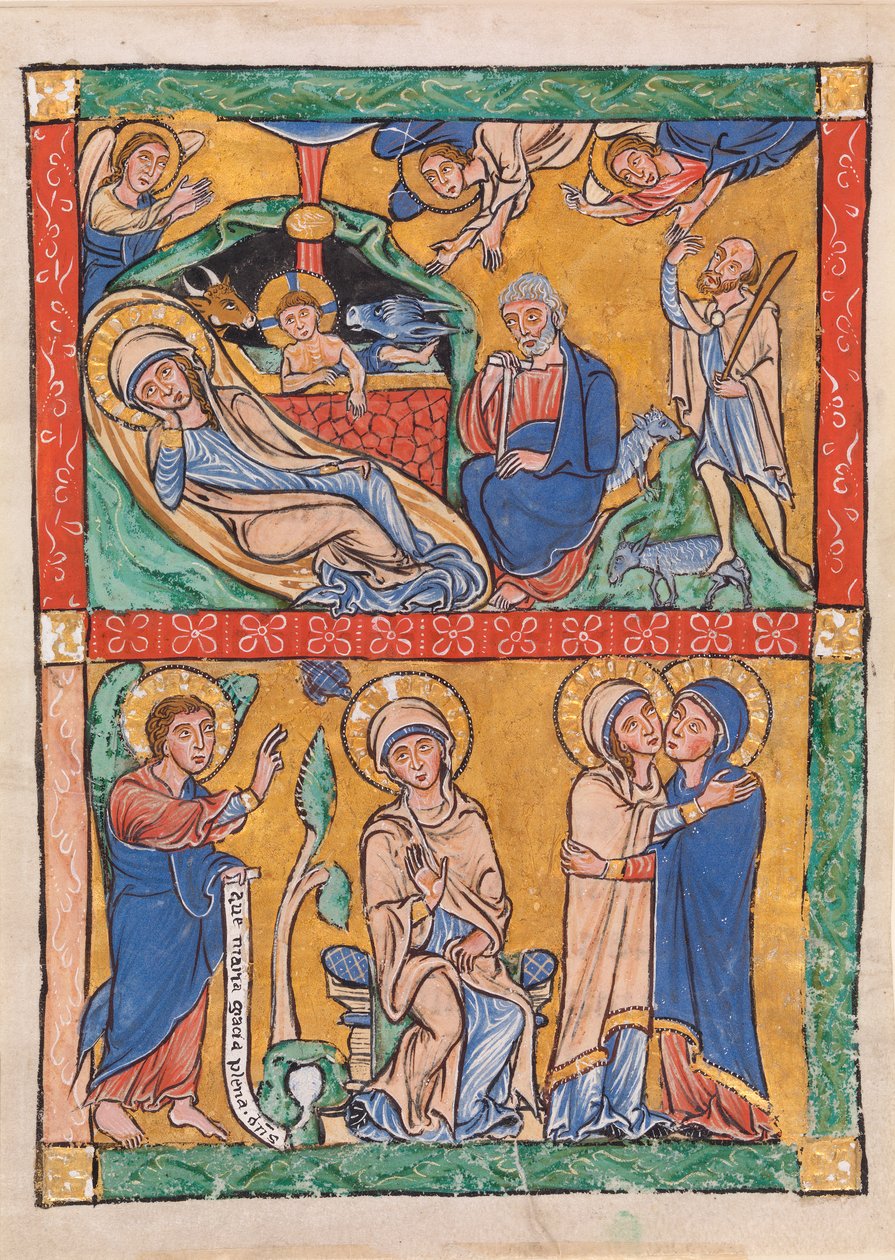 Négy újszövetségi jelenet: Az Angyali üdvözlet és a látogatás (lent); Születés és Angyali üdvözlet a pásztornak (fent) alkotó: Unknown artist