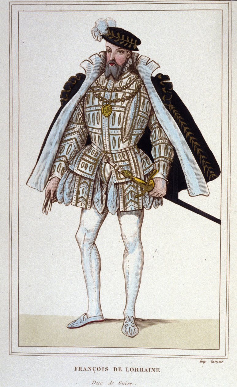 François de Lorraine (1519-1563). Aumale hercege, majd Guise 2. hercege. francia altábornagy. Metszet 1830-ból. alkotó: Unknown artist