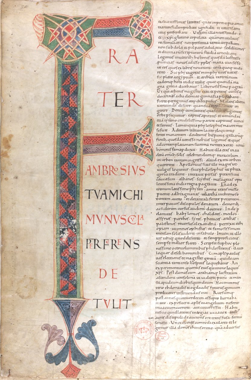 Frater Ambrosius michi munuscula perferens. Szent Jeromos dedikációs levelének Capuletterája alkotó: Unknown artist