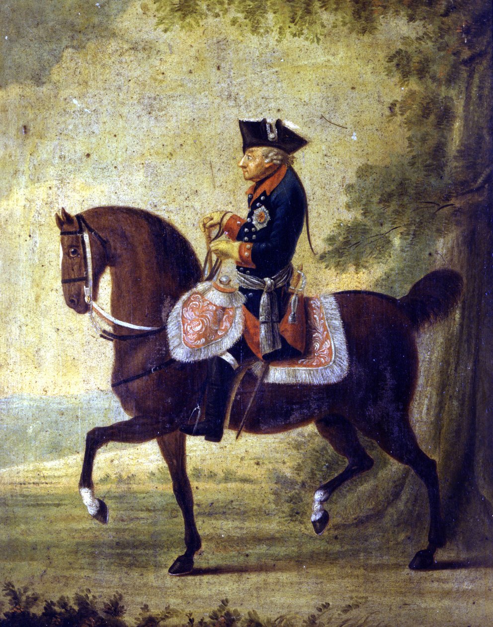 Nagy Frigyes, Poroszország királya (1712-1786). A festmény keretének alján a „” felirat olvasható... Berlin 1776. Museo del Risorgimento. Milánó alkotó: Unknown artist