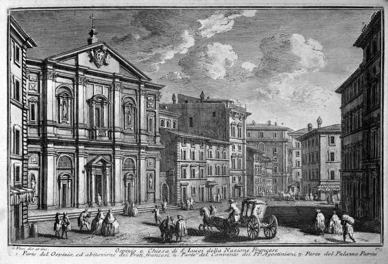 A franciák Szent Lajos (Szent Lajos) templomától (Chiesa di San Luigi della nazione francese) Rómáig. 18. század vége. alkotó: Unknown artist