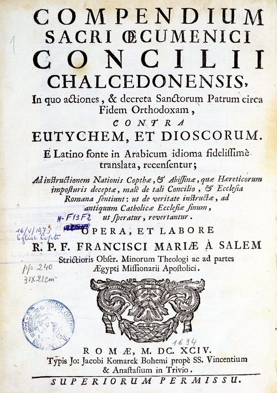 A "Kalkedoni Ökumenikus Tanács összefoglalója" előtt" alkotó: Unknown artist