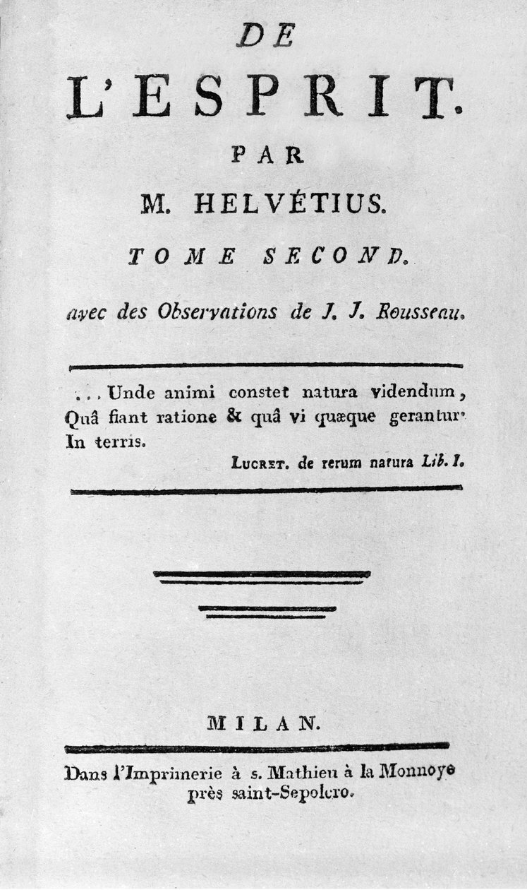 A „De l’Esprit” előképe Claude Adrien Helvetius (1715-1771) alkotó: Unknown artist
