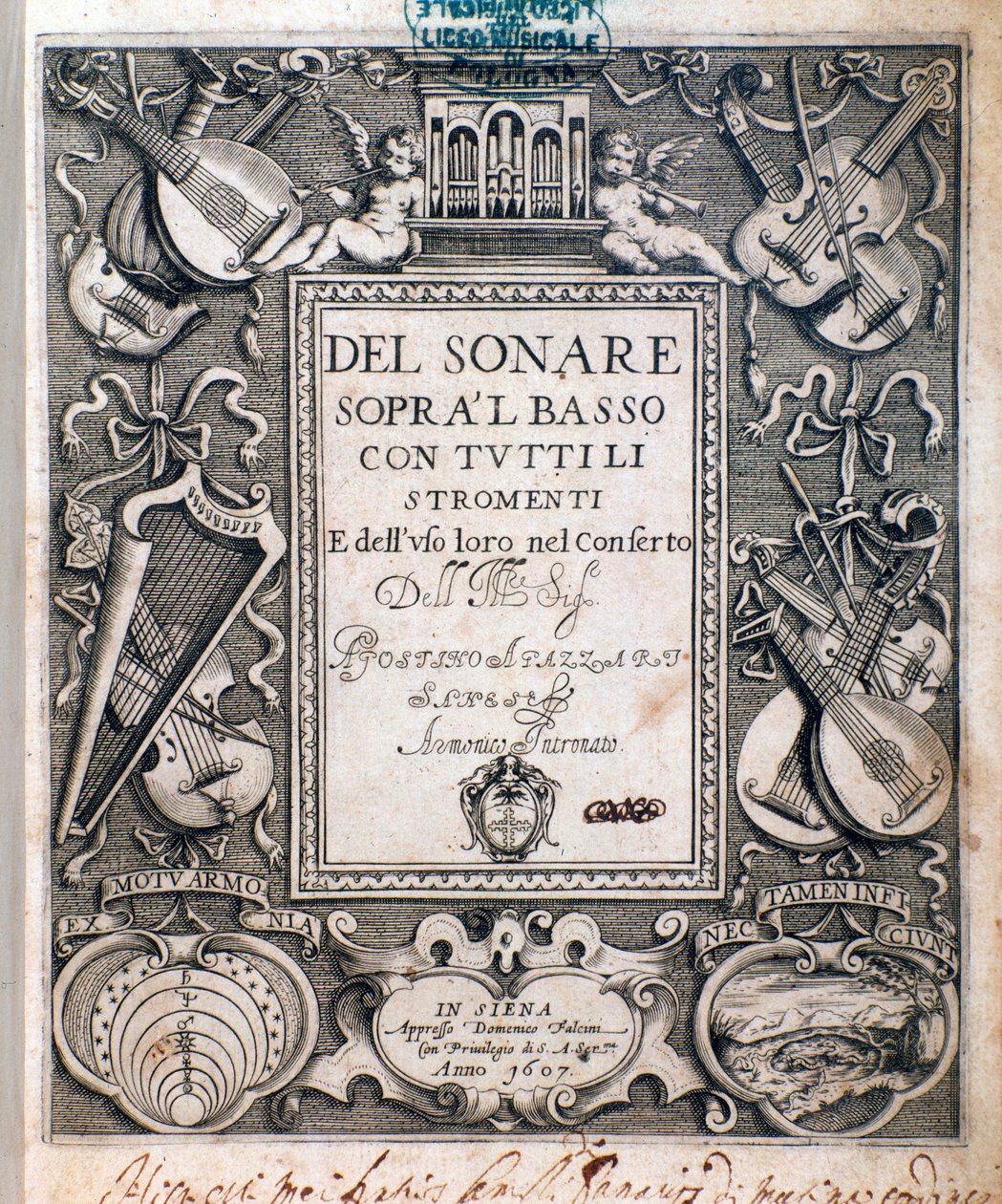 A del sonare sopra il basso frontispice, Agostino Agazzari alkotó: Unknown artist