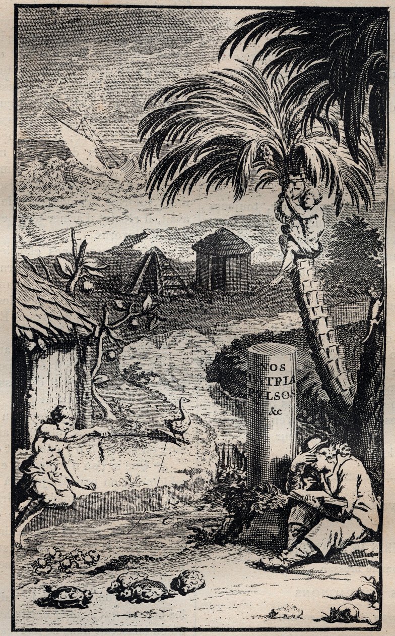 Francois Leguat (1637-1735) francia felfedező „Francois Leguat és társai utazásai és kalandjai Kelet-India két lakatlan szigetén” című könyvének előlapja – 1708 alkotó: Unknown artist