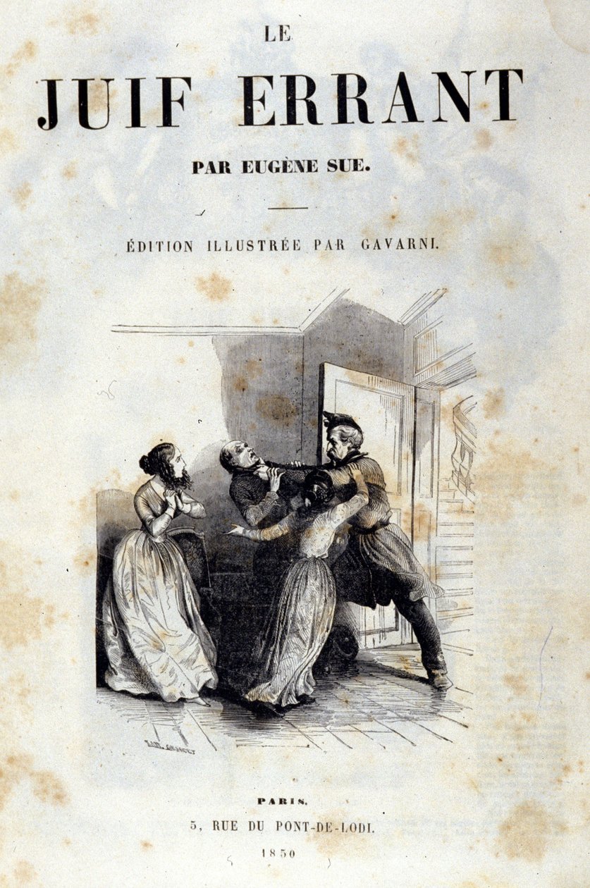 Eugene Sue: A vándorló zsidó című regényének előlapja alkotó: Unknown artist
