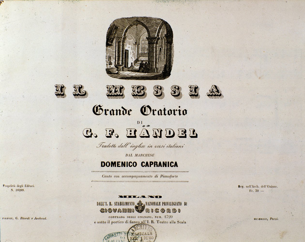 George Frederick Handel (Georg Friedrich Handel) honosított angol német zeneszerző „The Messiás” (A Messiás) című partitúrájának előképe alkotó: Unknown artist