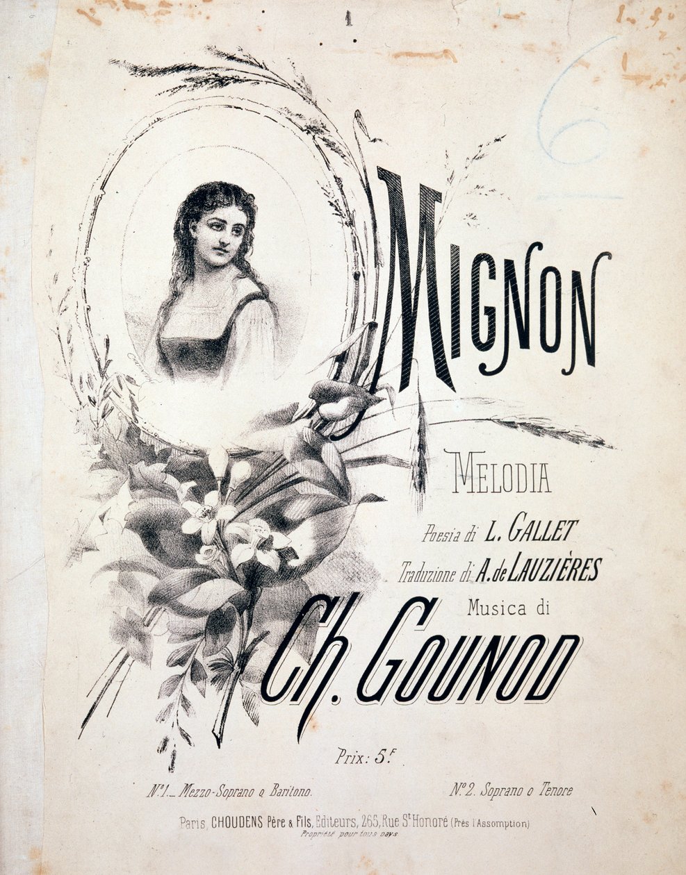 Mignon előképe, Charles Gounod dallama (XIX. század) alkotó: Unknown artist