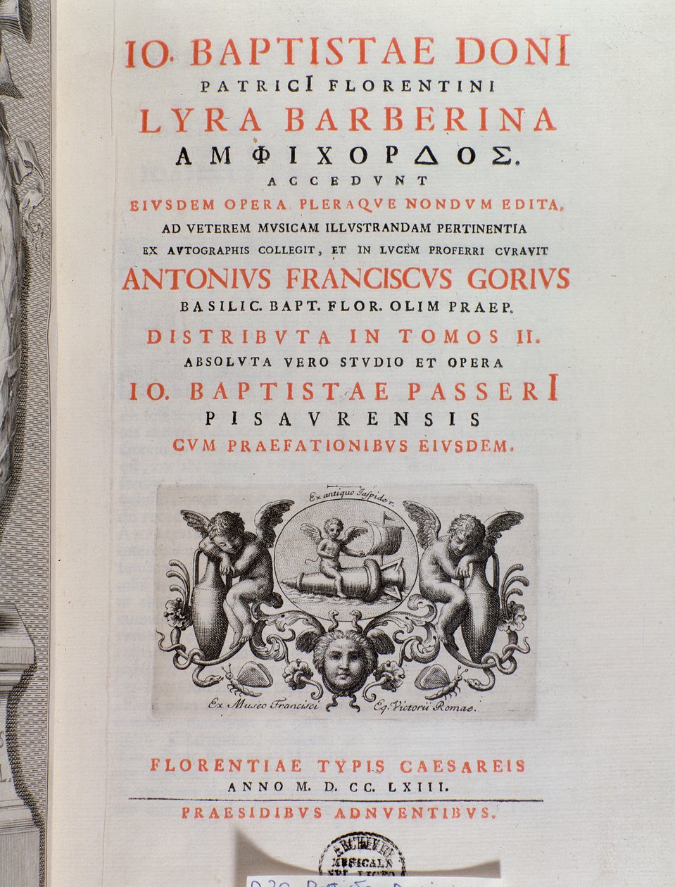 A Lyra Barberina előlapja (metszet alkotó: Unknown artist