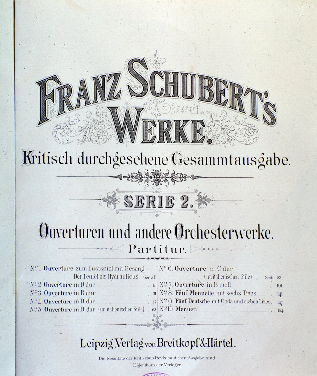 Franz Schubert különféle nyitányainak zenei partitúrájának előképe alkotó: Unknown artist