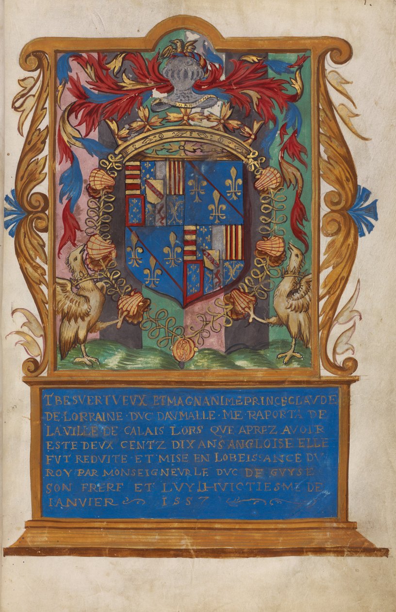 Előlap Claude de Lorraine, Aumale herceg címerével alkotó: Unknown artist