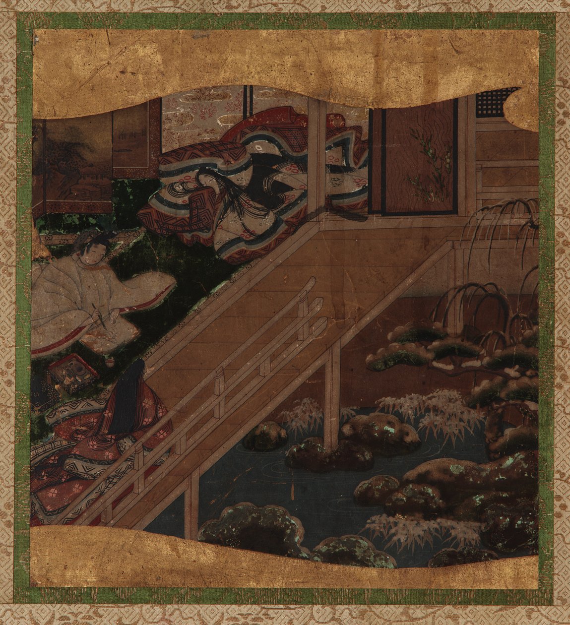 Kert és enteriőr: hölgyportrét festő művész alkotó: Unknown artist