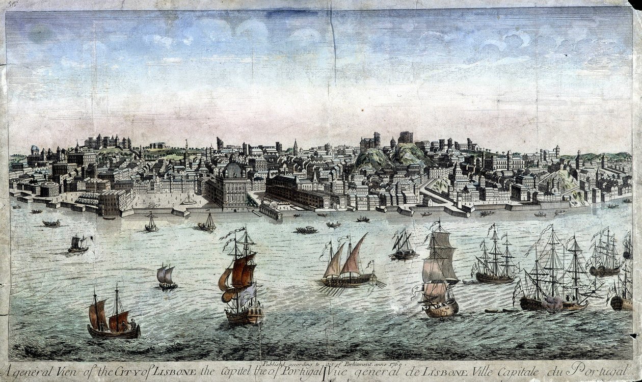 Lisszabon, Portugália fővárosának általános képe - metszet alkotó: Unknown artist