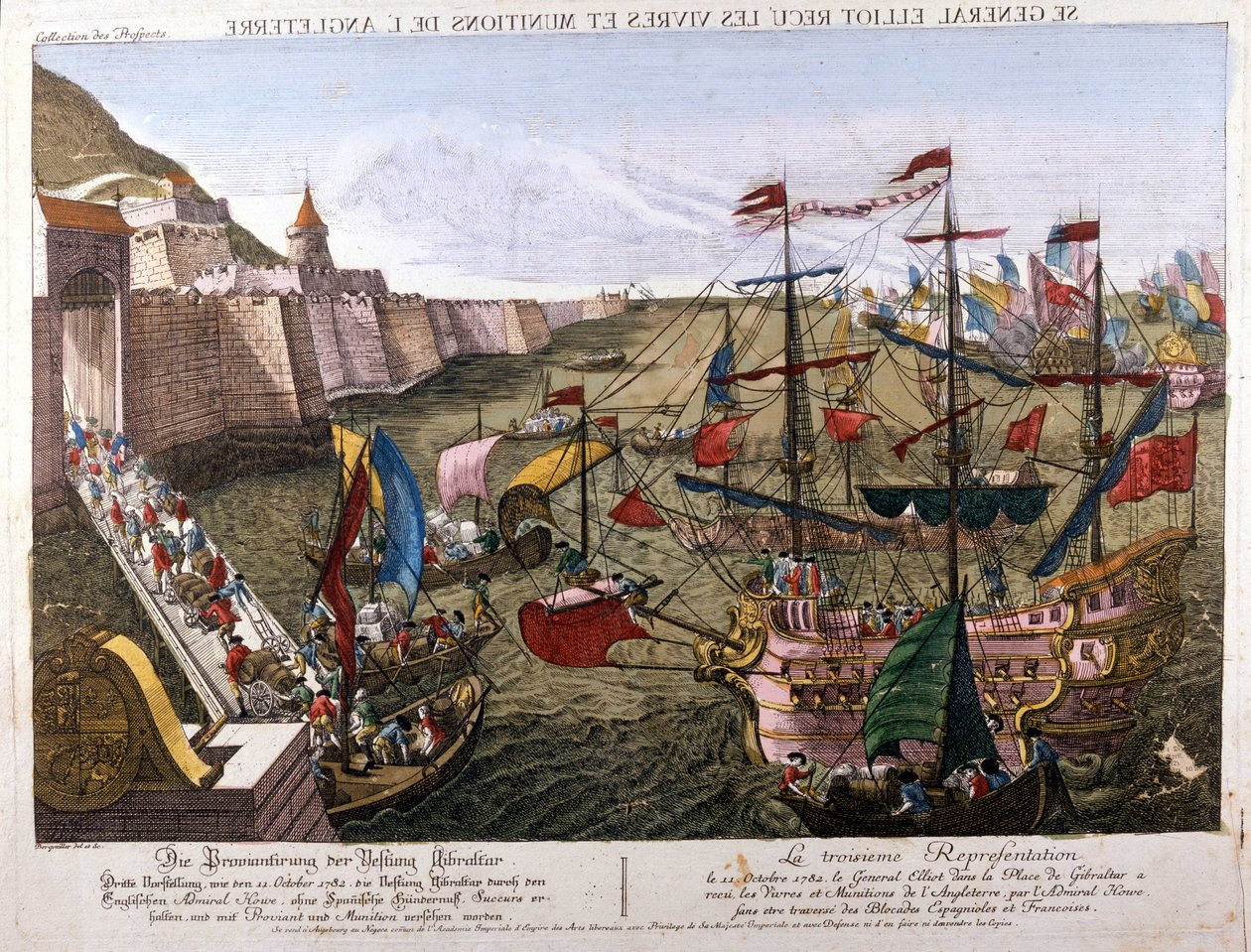 Gibraltár nagy ostroma 1779-1783 (spanyol kísérlet Gibraltár visszaszerzésére, amikor Spanyolország háborút üzent az Egyesült Királyságnak a Franciaországgal kötött szövetsége részeként): október 11-én alkotó: Unknown artist