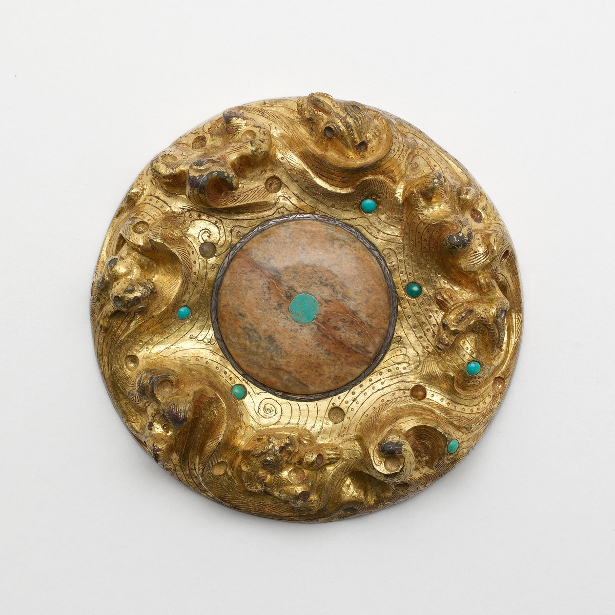 Aranyozott bronz tábla állatokkal egy tájban alkotó: Unknown artist