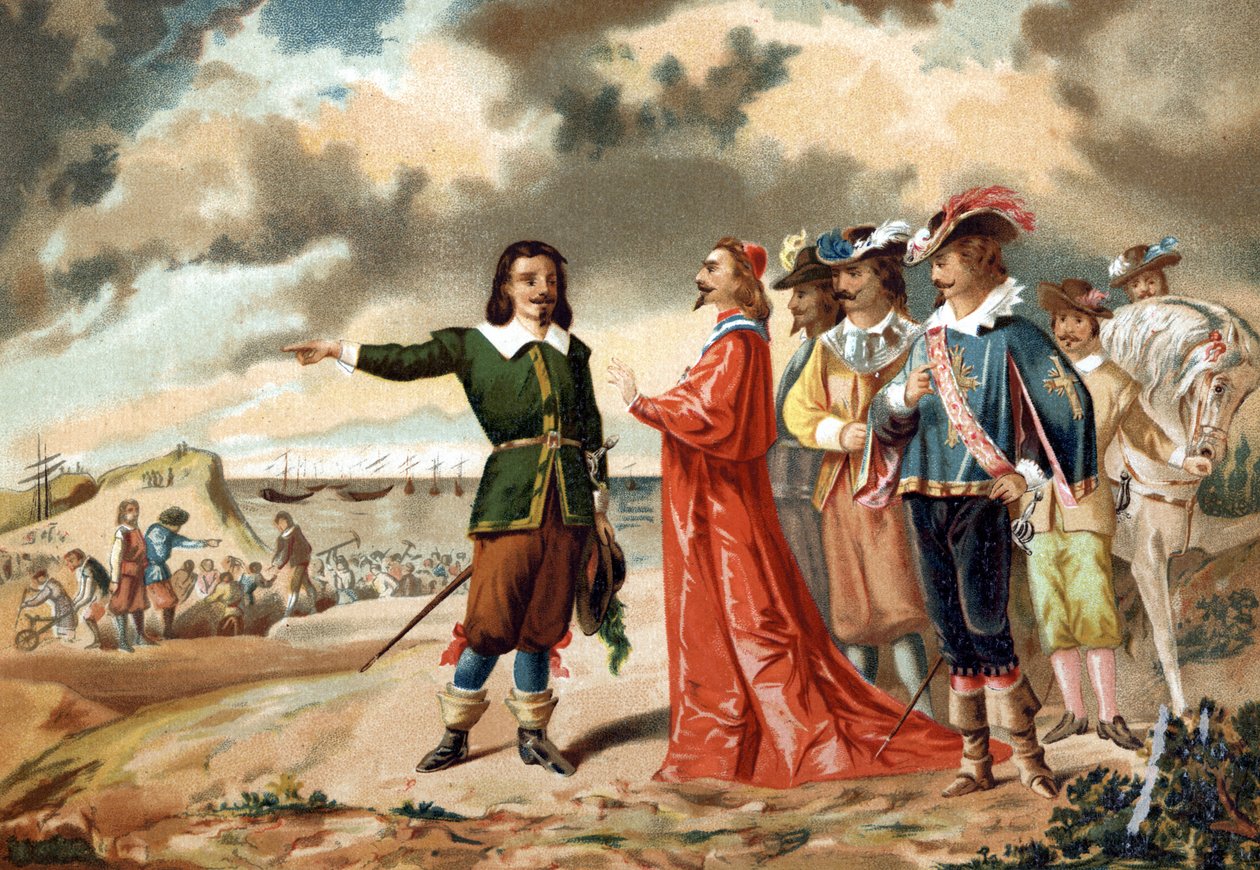 Girard DESARGUES francia matematikus (1591-1661) a La Rochelle-i főhadiszálláson Richelieu-vel 1627-ben. alkotó: Unknown artist