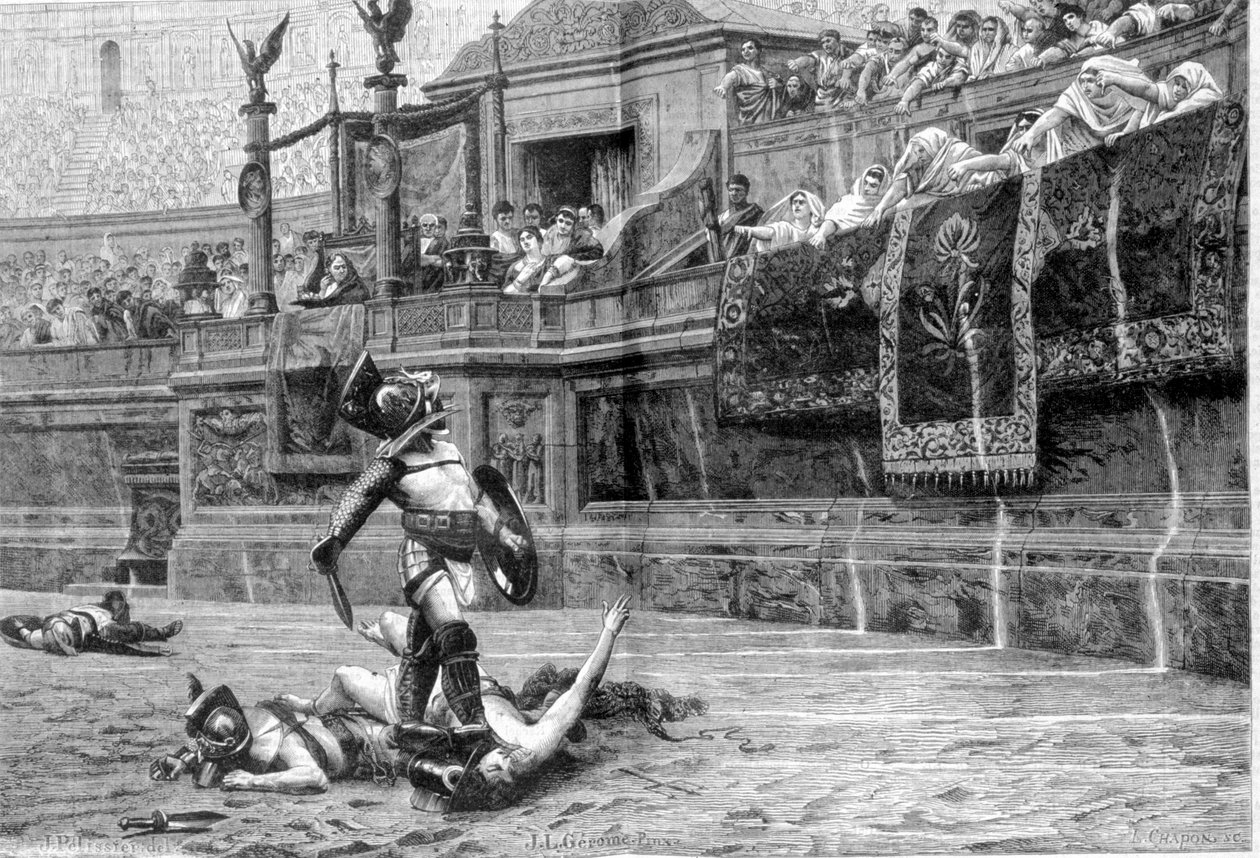 Gladiátorcsata a római korban J L Gerome festménye után alkotó: Unknown artist