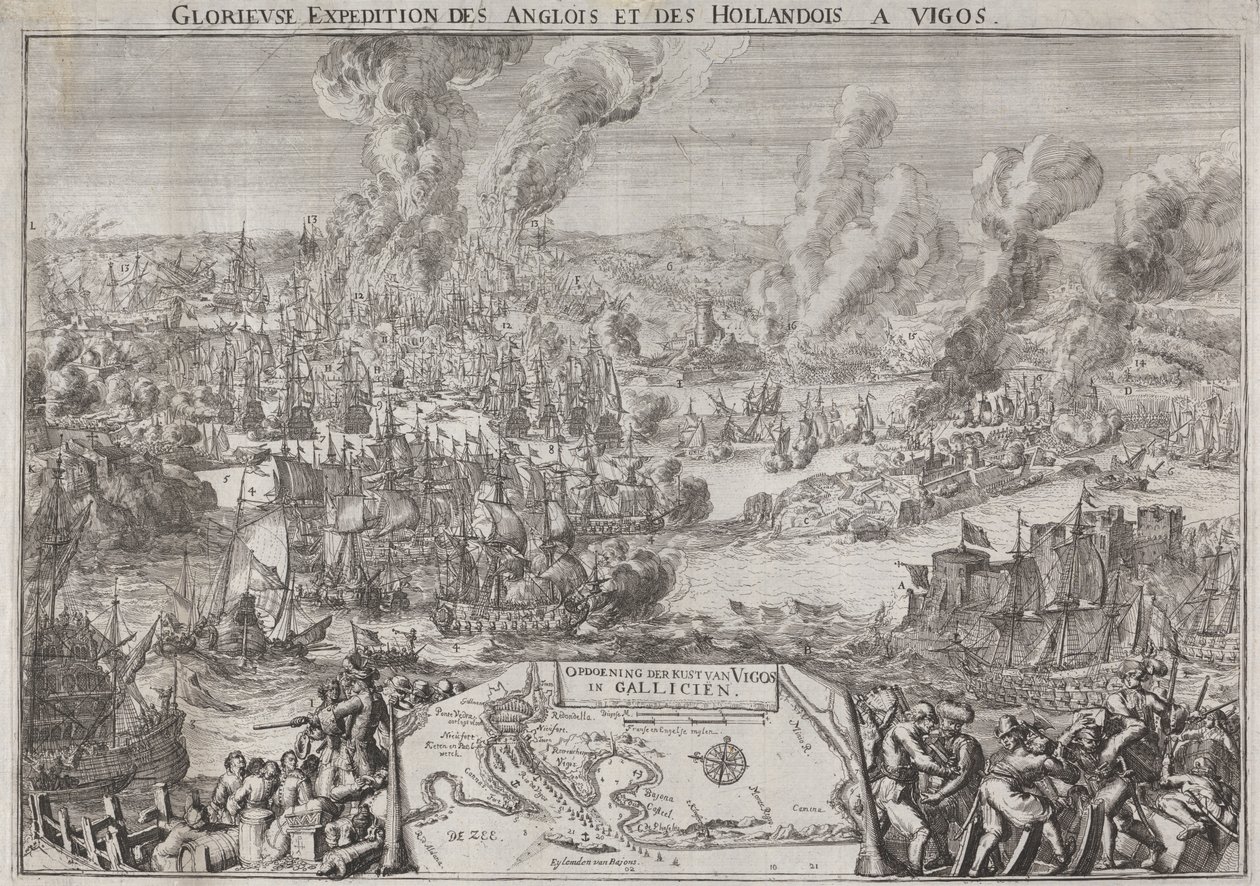Az angolok és a hollandok dicsőséges expedíciója Vigosba (Rooke admirális győzelme Vigo mellett, 1702. október 12.) alkotó: Unknown artist