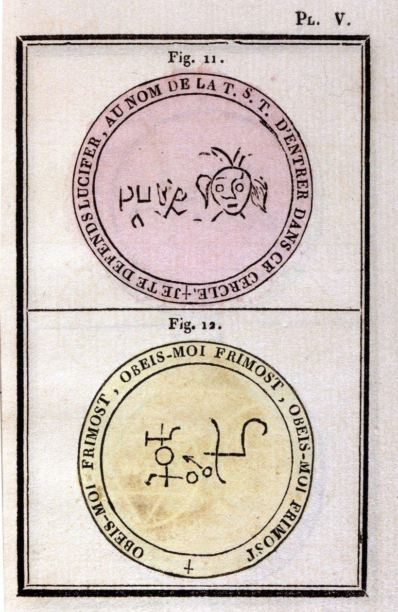 Honorius pápa grimoire-ja démonokat idézett. Szerk. 1760-ból. alkotó: Unknown artist