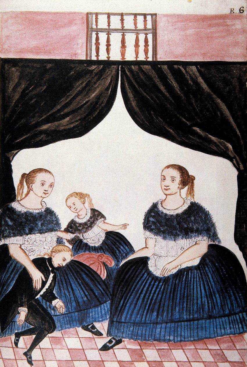 Gyászoló nők csoportja, Baltazar Martinez Companion és Bujanda, Trujillo püspöke (1782-1785) "Trujillo of Peru" vagy "Codex Martinez Companion" című könyvéből alkotó: Unknown artist