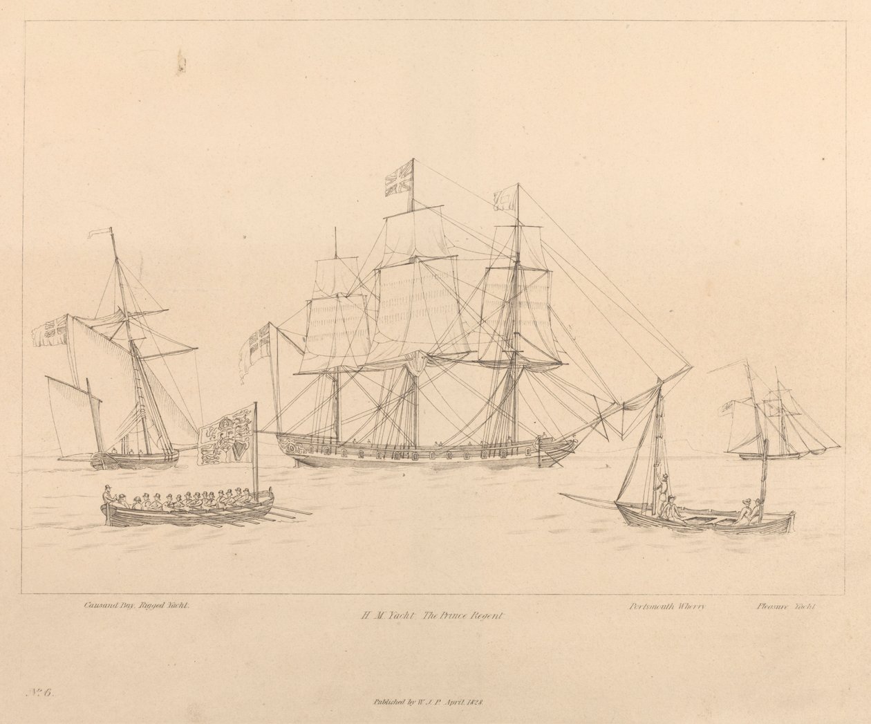 HM Yacht The Prince Regent és a hajója hajója alkotó: Unknown artist