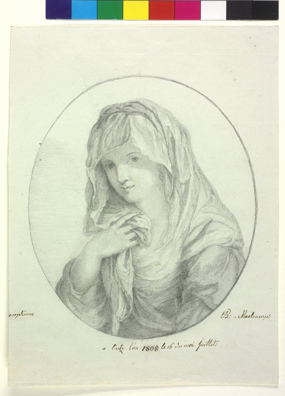 Félhosszúságú fiatal nő lepedővel a feje körül Lady fátyollal Vestal szűz alkotó: Unknown artist